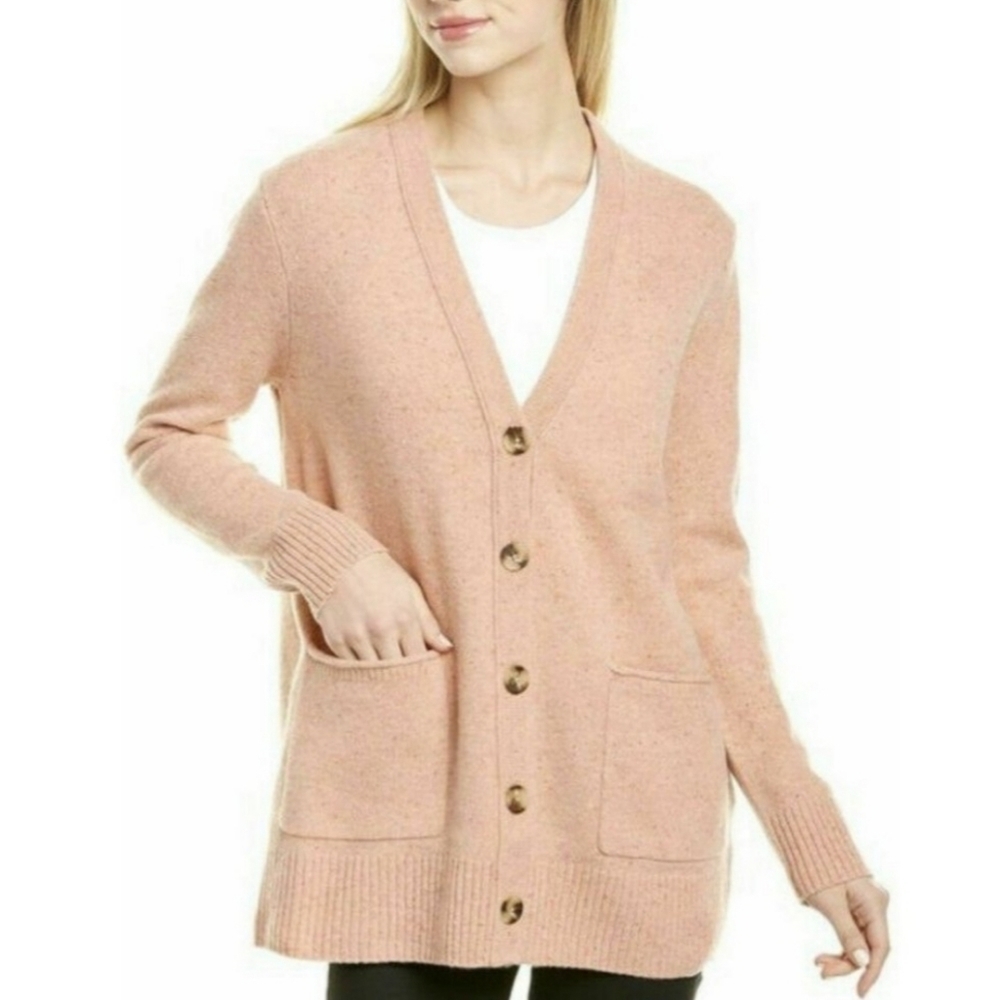 Madewell Pink Shaker Stitch 100% Merino Wool Sweater Cardigan